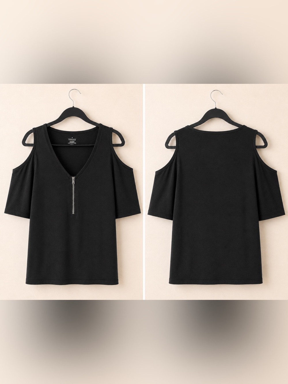 Torrid Black Cold Shoulder Zip Front Top Plus Size 3X